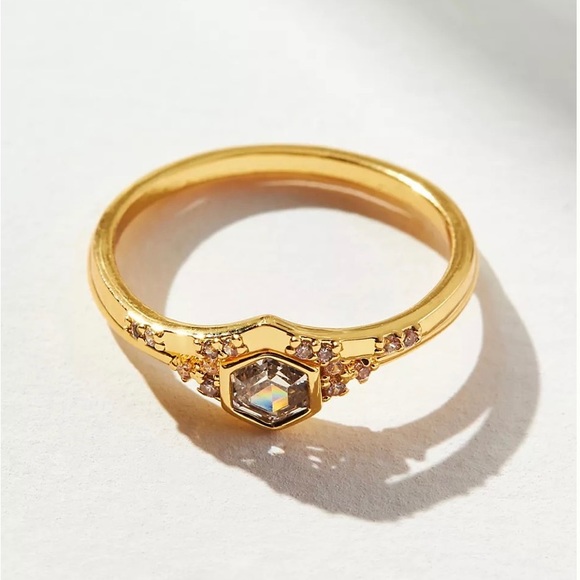 Anthropologie Hexagonal Crystal Ring Set✨ - Picture 7 of 11